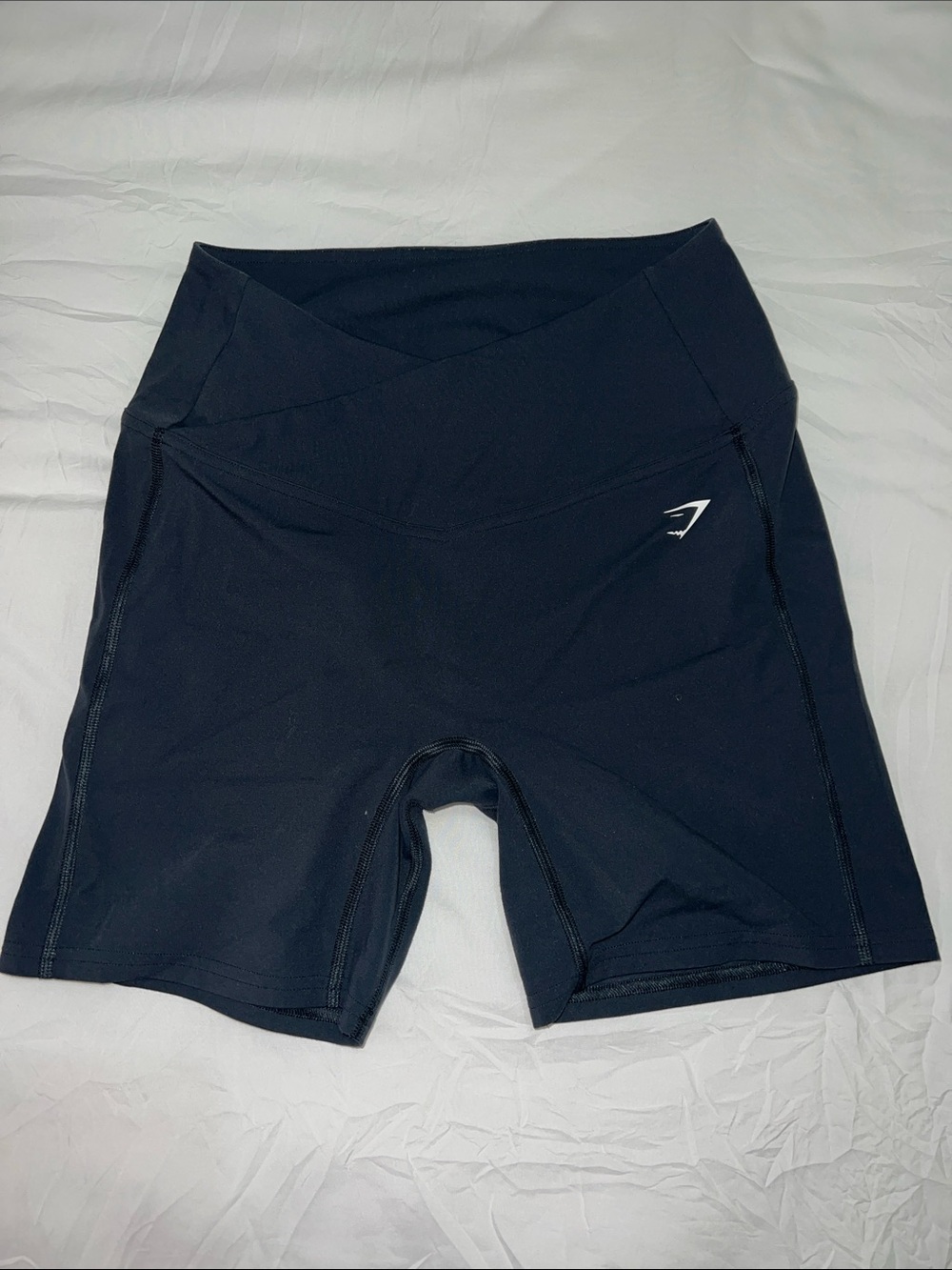 Gymshark Dark Blue Crossover Waist Bike Shorts